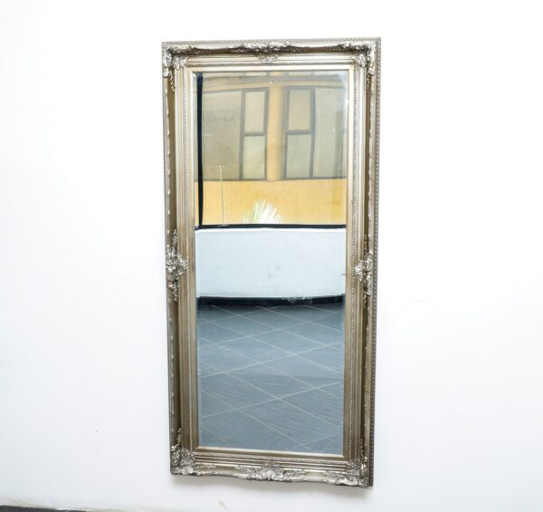 Antique Mirror, Silver framed, Louis Quize 15, Rococo, New. An absolute eye catcher for every room. Measurements: Length: 79 cm Height: 171 cm An authentic collector’s item. This item is an original piece that is new in state. Condition: This furniture is in its original new state. This is an authentic piece of European antique. MIR-008